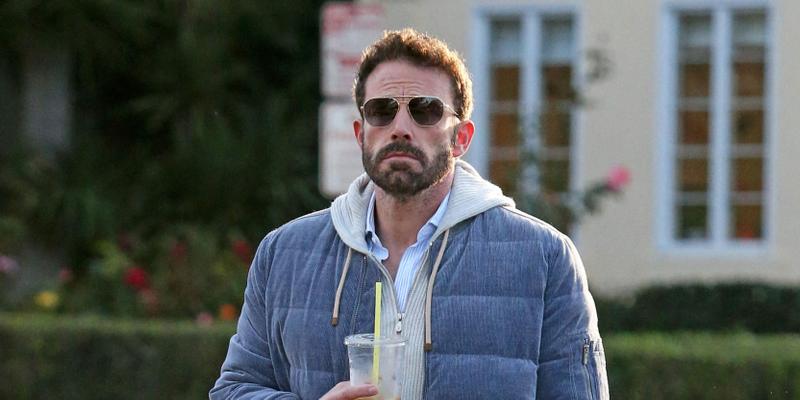 Ben Affleck enjoys a early morning ice coffee while out for a walk in Los Angeles