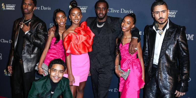 Diddy and his kids at The Recording Academy And Clive Davis' 2020 Pre-GRAMMY Gala