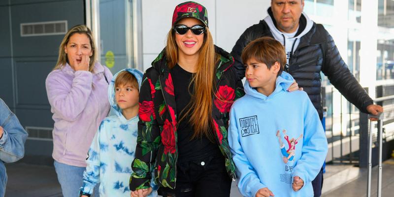 Shakira and her children Sasha and Mila Pique Mubarek touch down at JFK Airport in New York