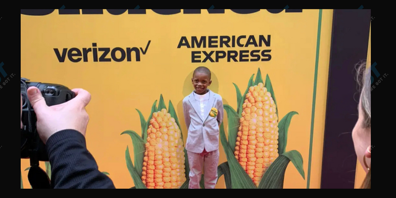 Corn Kid on the red carpet for "Shucked"