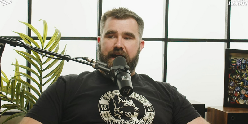 Jason Kelce during his New Heights podcast