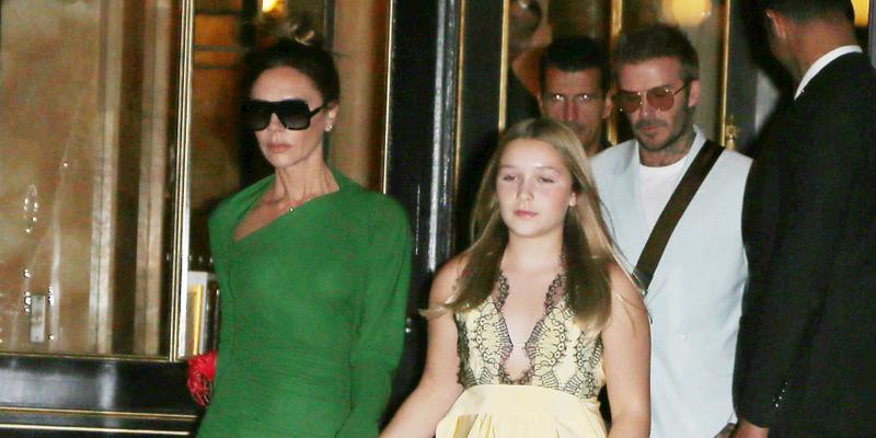 The Beckham family seen on their way to have a dinner party at La Girafe in Paris