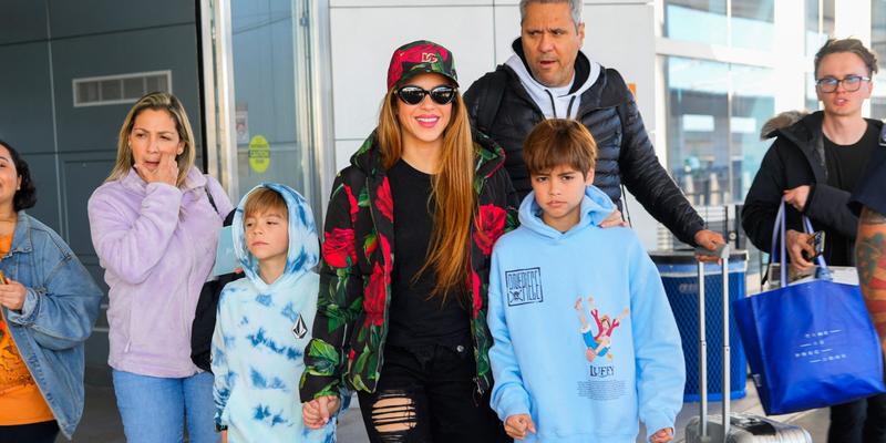 Shakira and her children Sasha and Mila Pique Mubarek touch down at JFK Airport in New York