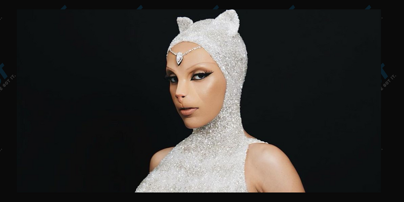 Doja Cat dressed as Karl Lagerfeld's cat, Choupette, at the 2023 Met Gala