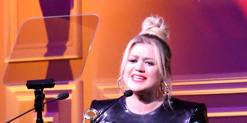 Kelly Clarkson accepts an award for her good friend at the 2020 Hollywood Beauty Awards in Hollywood CA