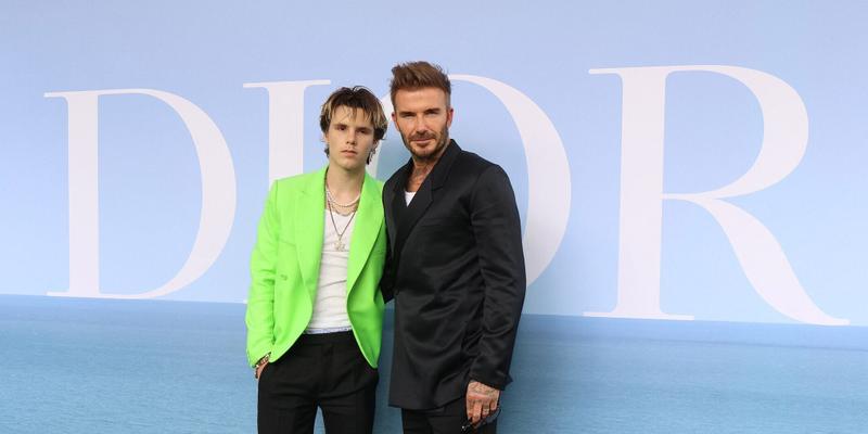 Cruz and David Beckham at the Dior Menswear Spring Summer 2023 photocall