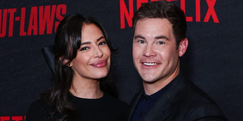 Chloe Bridges and Adam DeVine attend the Los Angeles Premiere Of Netflix's 'The Out-Laws'