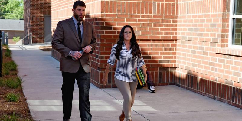 Jenelle Evans and David Eason arrive at court