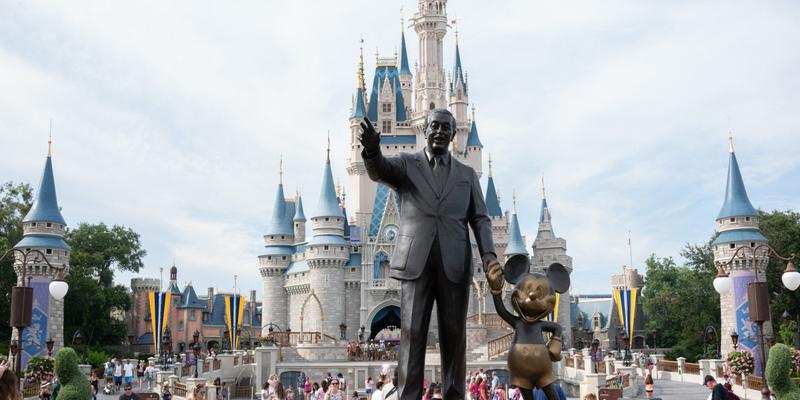 Cinderella Castle and Partners Statue at Walt Disney World