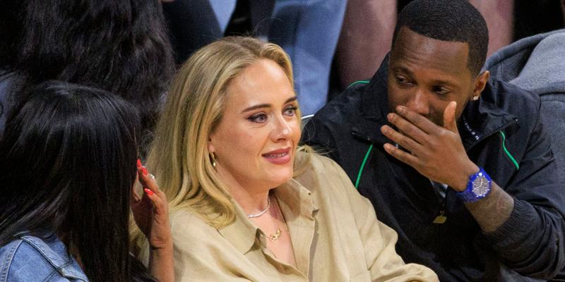 Adele and Rich Paul at Lakers vs Warriors Game 3