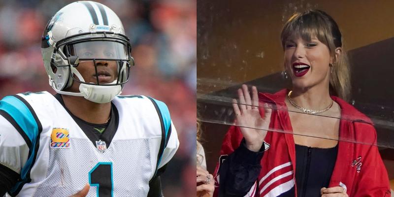 Cam Newton (left) and Taylor Swift (right)