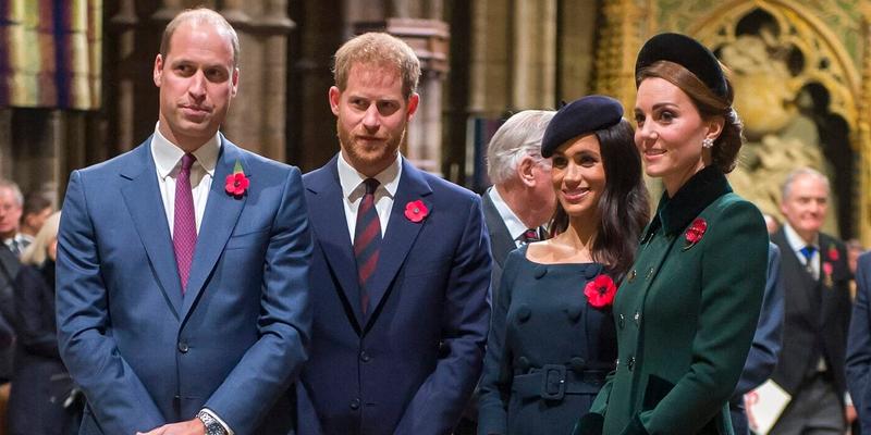 (L-R) Prince William, Prince Harry, Meghan Markle, Kate Middleton
