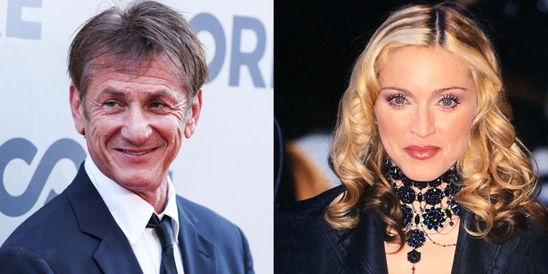 A collage of Sean Penn and Madonna posing on red carpets