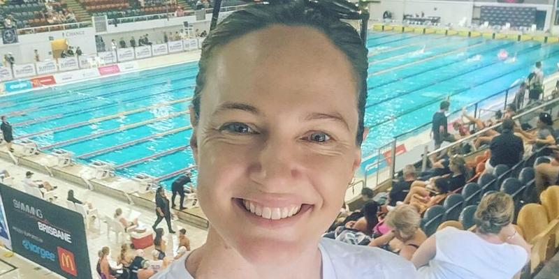 Cate Campbell selfie in front of a pool