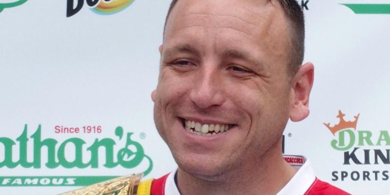 Joey Chestnut at Nathan's July 4th Hot Dog Eating Contest 2021