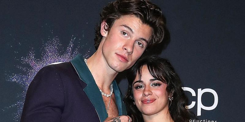 Camila Cabello and Shawn Mendes pose in the press room during the 2019 American Music Awards