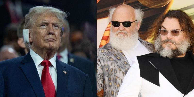 Donald Trump (left) Kyle Gass and Jack Black (right)