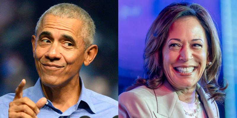 Barack Obama (left) Kamala Harris (right)