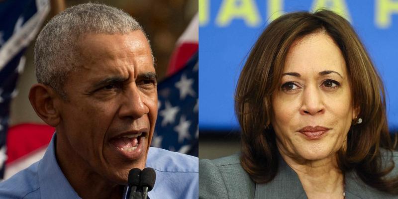 Barack Obama (left) Kamala Harris (right)