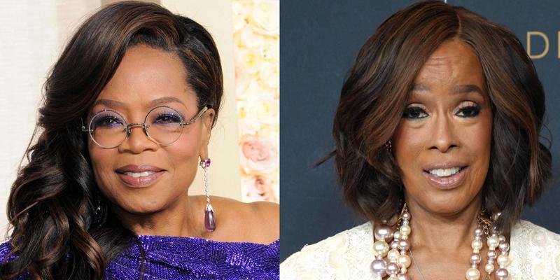 A collage of Oprah Winfrey And Gayle King smiling