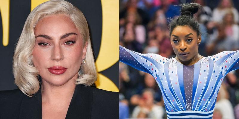 Lady Gaga (left) Simone Biles (right)