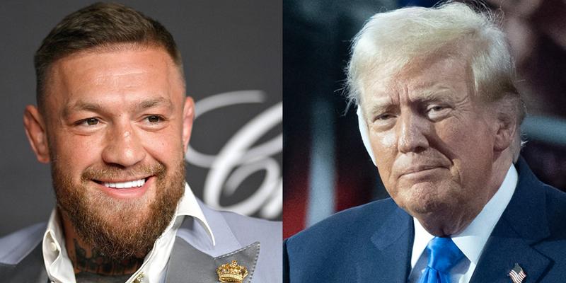 A photo collage of Conor McGregor and Donald Trump