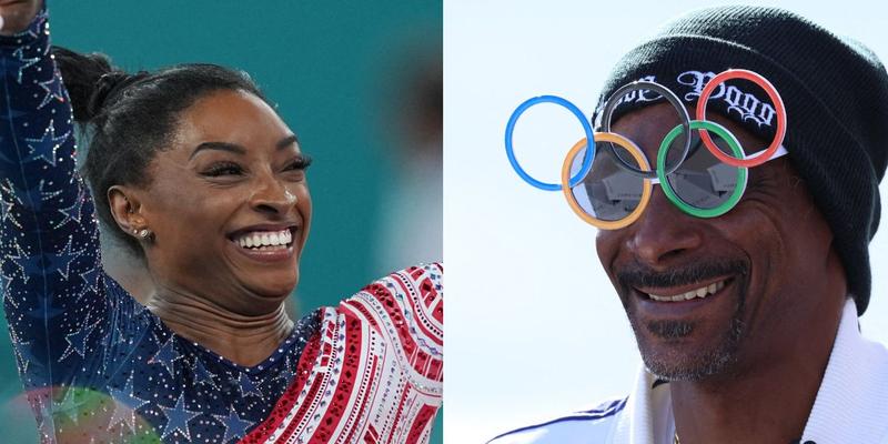 Simone Biles (left) Snoop Dogg (right)