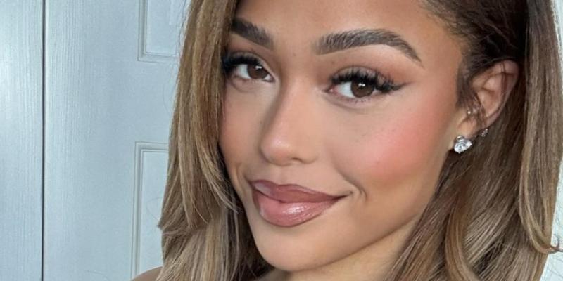 Jordyn Woods poses close up