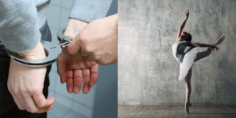 Stock image of a person being arrested. Stock image of a ballerina.