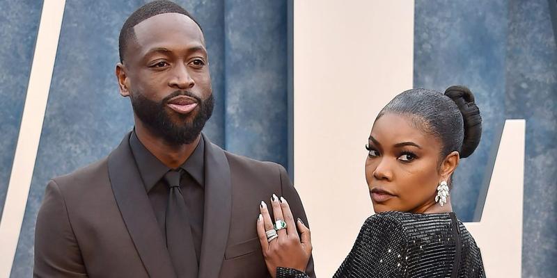 Dwayne Wade and Gabrielle Union arriving at the Vanity Fair Oscar Party held at the Wallis Annenberg Center for the Performing Arts on March 12, 2023 in Beverly Hills, CA. © OConnor-Arroyo / AFF-USA.com. 12 Mar 2023 Pictured: Dwayne Wade and Gabrielle Union. Photo credit: OConnor-Arroyo / AFF-USA.com / MEGA TheMegaAgency.com +1 888 505 6342 (Mega Agency TagID: MEGA955211_017.jpg) [Photo via Mega Agency]