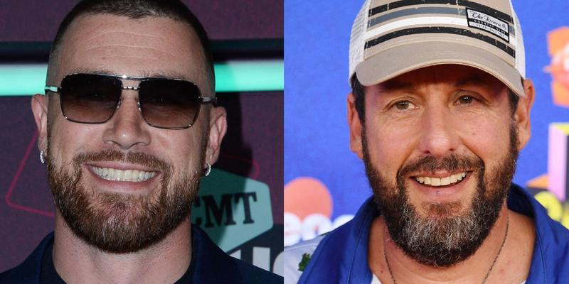 Travis Kelce (left) Adam Sandler (right)