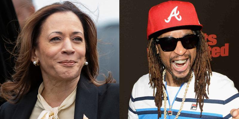 A photo collage of Kamala Harris and Lil Jon