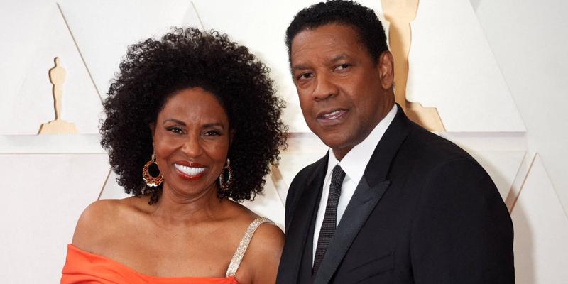 Pauletta Washington and Denzel Washington pose together at Oscars 2022