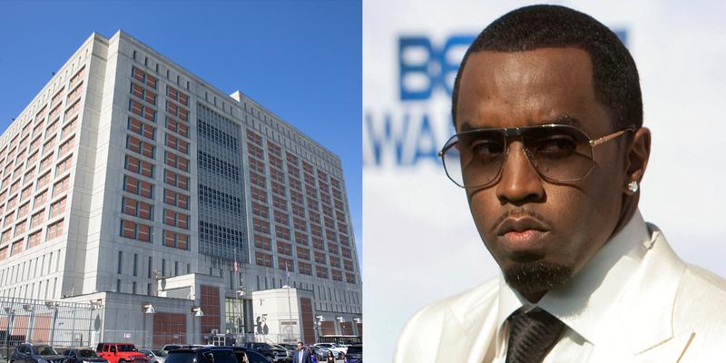 A collage of the Brooklyn lockup where Diddy is being held