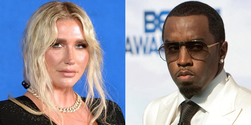 A photo collage of Kesha and Diddy