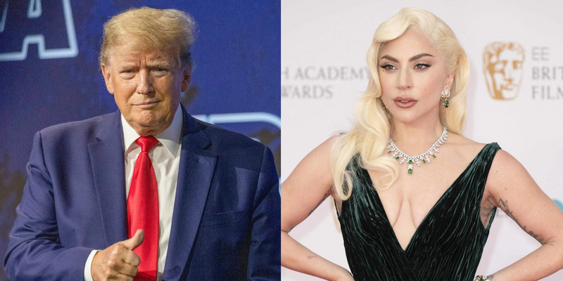 Photo collage of Donald Trump and Lady Gaga