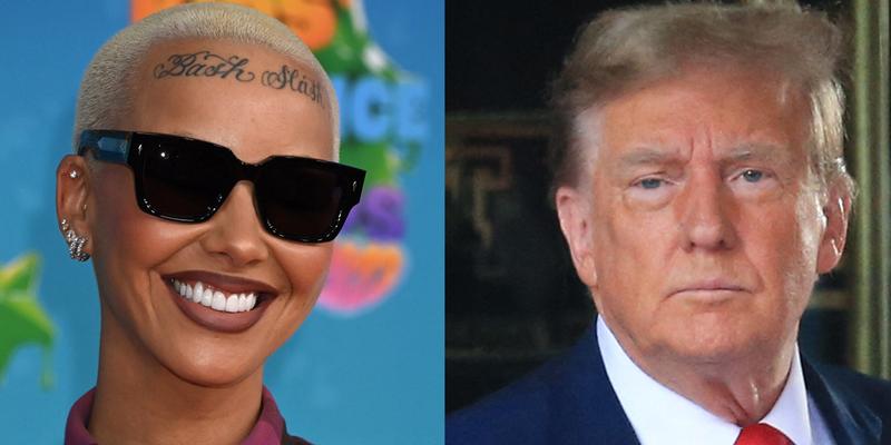 A photo collage of Amber Rose and Donald Trump