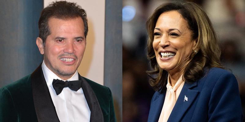 A photo collage of John Leguizamo and Kamala Harris