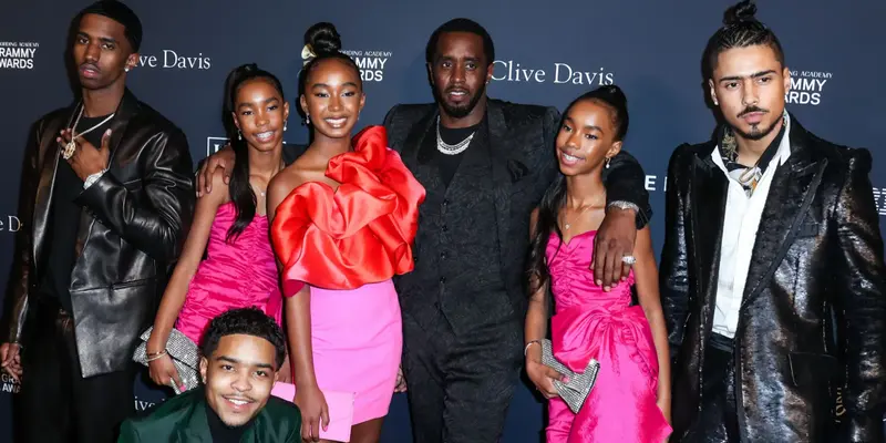 Diddy and his kids at The Recording Academy And Clive Davis' 2020 Pre-GRAMMY Gala