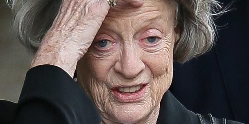 Actress Maggie Smith seen leaving the National Theatre after attending playwriter Sir Peter Shafter memorial service - London