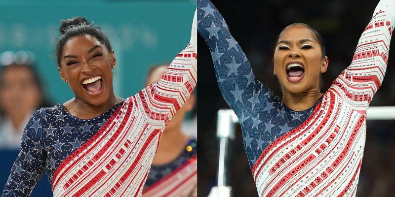 Simone Biles (left) Jordan Chiles (right)