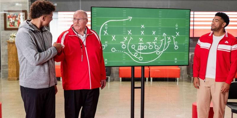 Jake from State Farm, Andy Reid, and Patrickk Mahomes