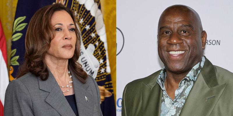 Kamala Harris (left) Magic Johnson (right)