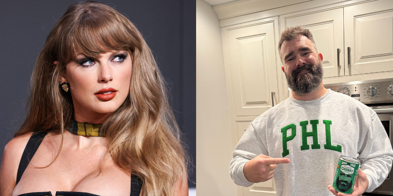 Taylor Swift and Jason Kelce collage