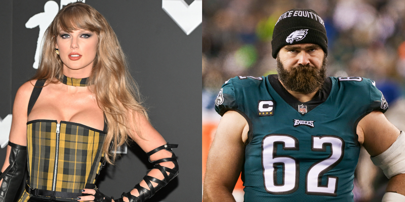 Taylor Swift and Jason Kelce banner