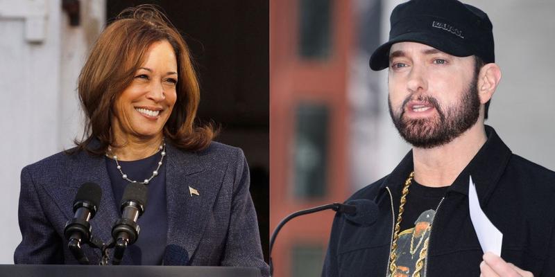 Kamala Harris (left) Eminem (right)