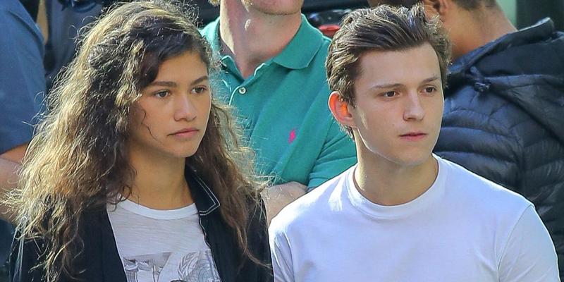 Zendaya and Tom Holland on set of Spider-Man