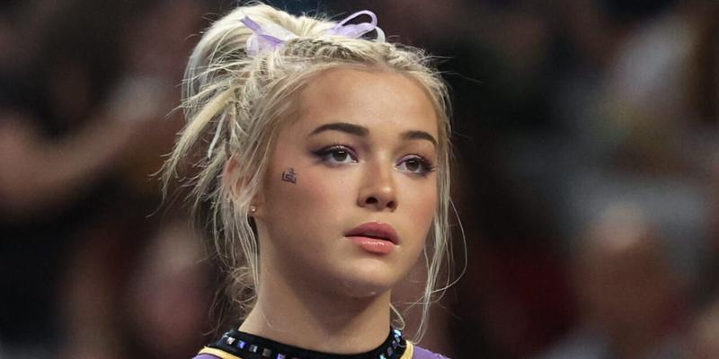 April 15, 2023: Olivia Dunne (LSU) during the 2023 NCAA National Collegiate Women's Gymnastics Championships Final at Dickies Arena in Fort Worth, Texas. Melissa J. Perenson/Cal Sport Media(Credit Image: © Melissa J. Perenson/Cal Sport Media) Newscom/(Mega Agency TagID: csmphotothree084632.jpg) [Photo via Mega Agency]