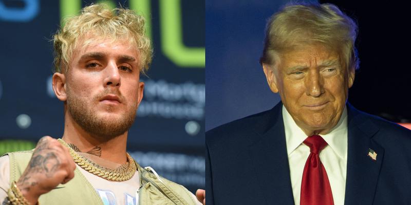 Photo collage of Jake Paul and Donald Trump