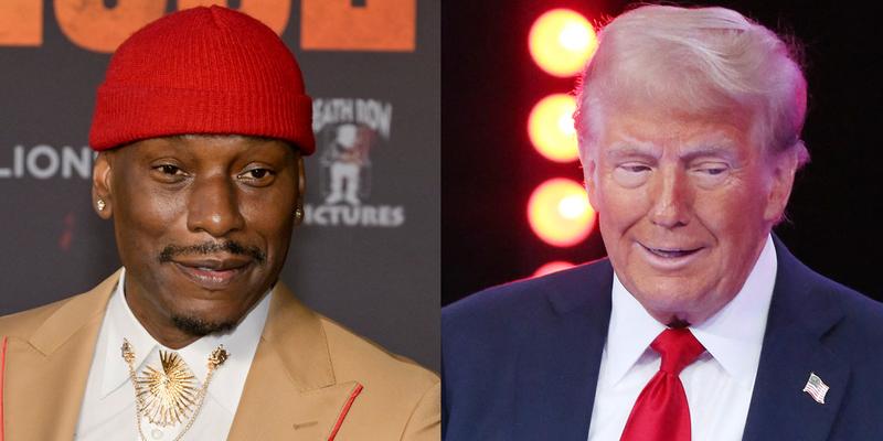 A photo collage of Tyrese Gibson and Donald Trump